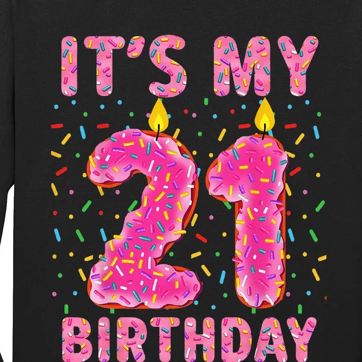 It's My 21st Birthday Sweet Donut 21 Years Old Tall Long Sleeve T-Shirt