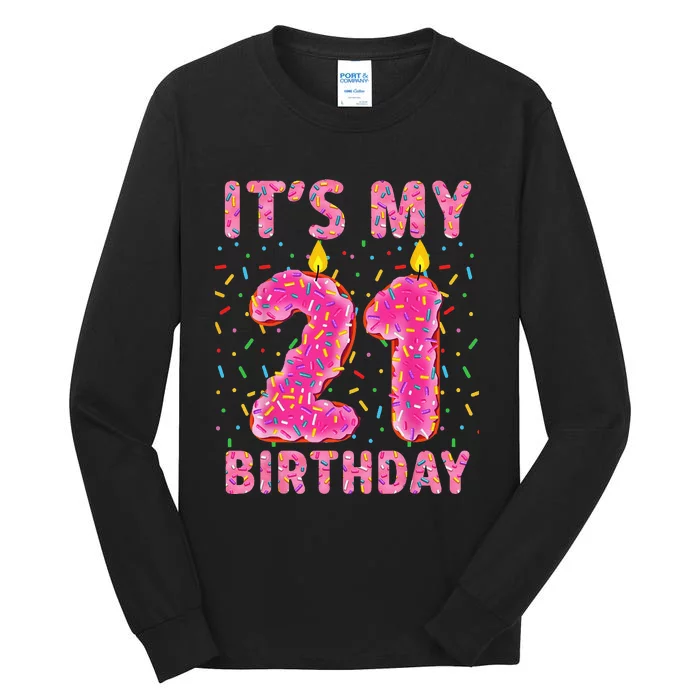 It's My 21st Birthday Sweet Donut 21 Years Old Tall Long Sleeve T-Shirt