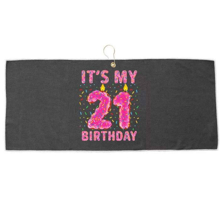 It's My 21st Birthday Sweet Donut 21 Years Old Large Microfiber Waffle Golf Towel