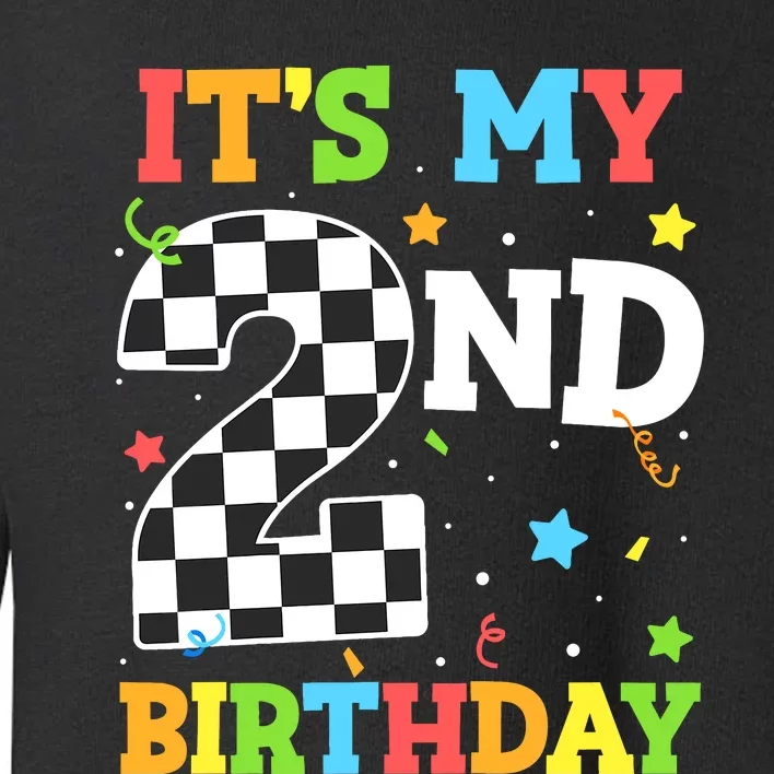 ItS My 2nd Birthday Boy 2 Two Racing Car Flag Race Car Toddler Sweatshirt