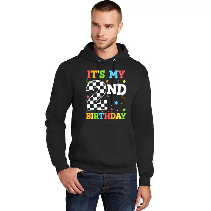 ItS My 2nd Birthday Boy 2 Two Racing Car Flag Race Car Tall Hoodie