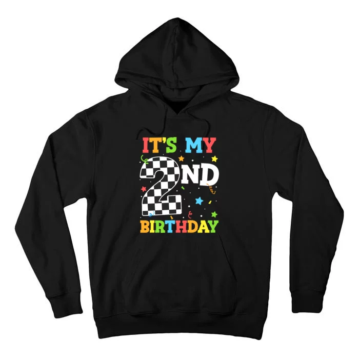 ItS My 2nd Birthday Boy 2 Two Racing Car Flag Race Car Tall Hoodie