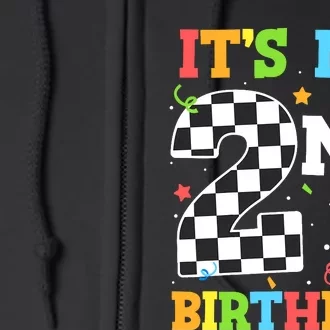 ItS My 2nd Birthday Boy 2 Two Racing Car Flag Race Car Full Zip Hoodie