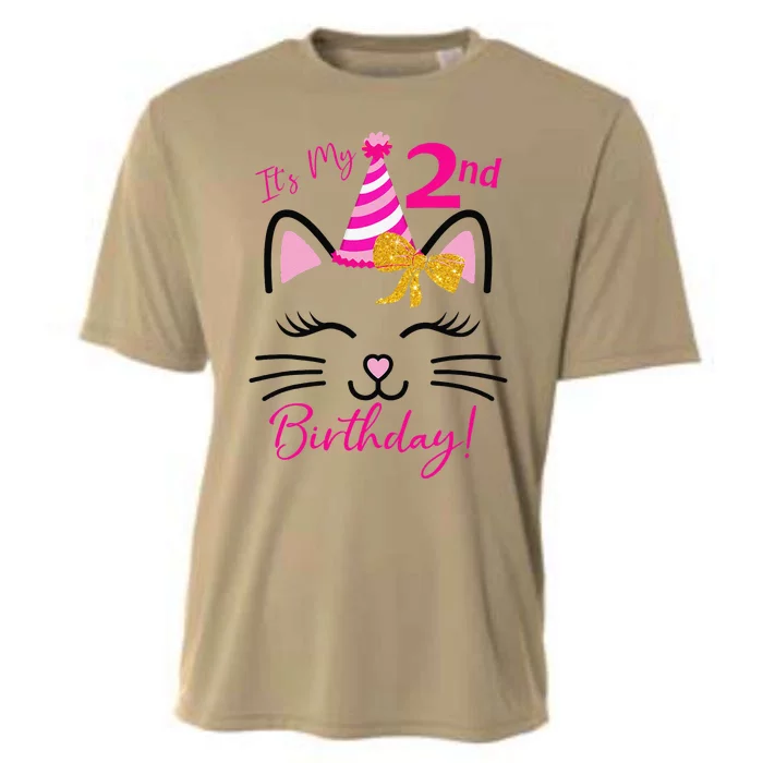 It's My 2nd Birthday Funny Cat Birthday 2 Year Old Cooling Performance Crew T-Shirt