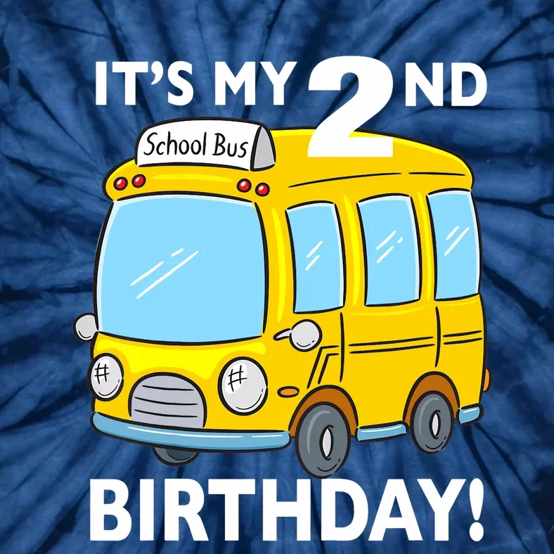 It's My 2nd Birthday School bus theme party 2 years old Tie-Dye T-Shirt