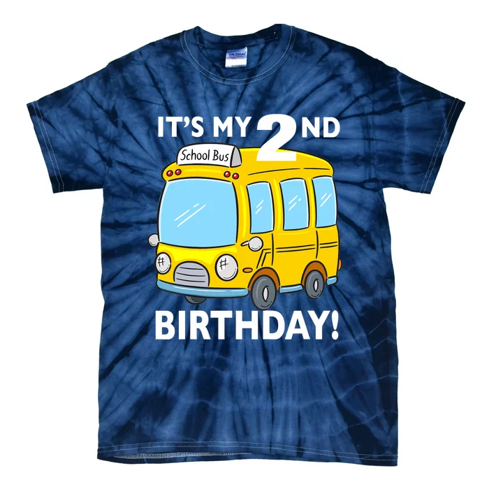 It's My 2nd Birthday School bus theme party 2 years old Tie-Dye T-Shirt