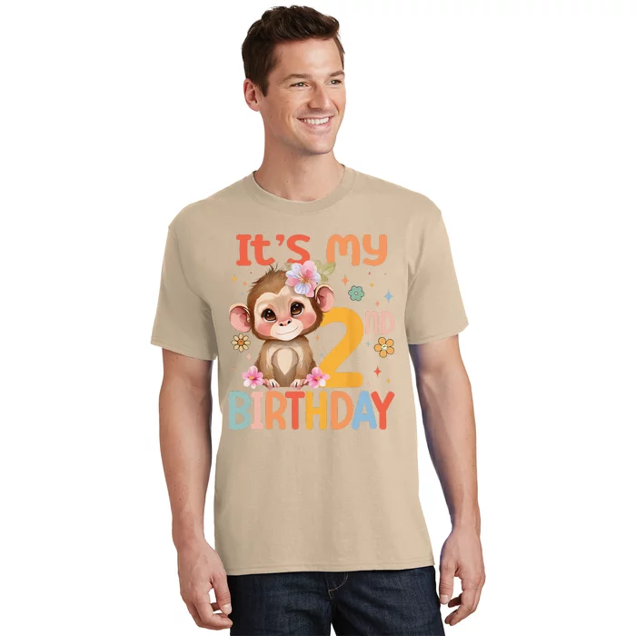 Its My 2nd Birthday Baby Monkey Flower 2 Year Old Bday T-Shirt