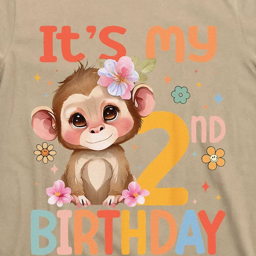 Its My 2nd Birthday Baby Monkey Flower 2 Year Old Bday T-Shirt