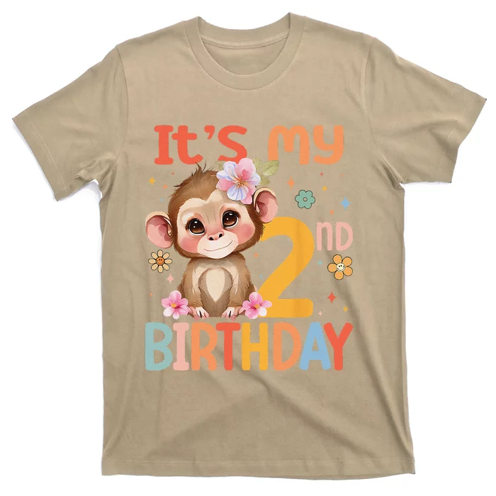 Its My 2nd Birthday Baby Monkey Flower 2 Year Old Bday T-Shirt