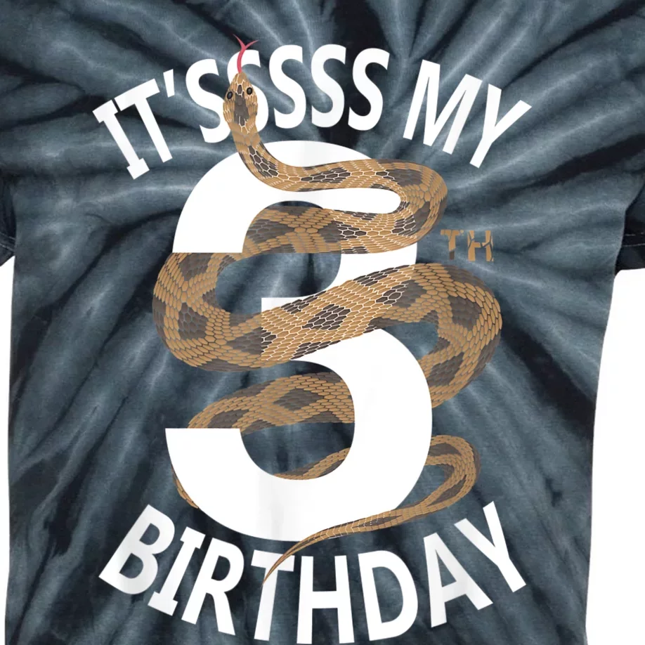 Its My 3rd Birthday 3 Years Old Snake Boy And Girl Party Kids Tie-Dye T-Shirt