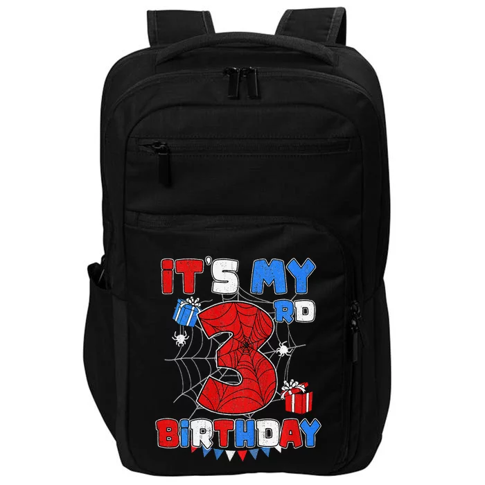 ItS My 3rd Birthday Spider Theme Party 3 Year Old Impact Tech Backpack