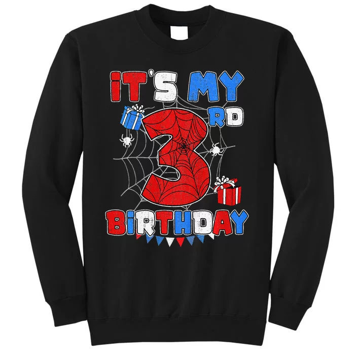 ItS My 3rd Birthday Spider Theme Party 3 Year Old Tall Sweatshirt