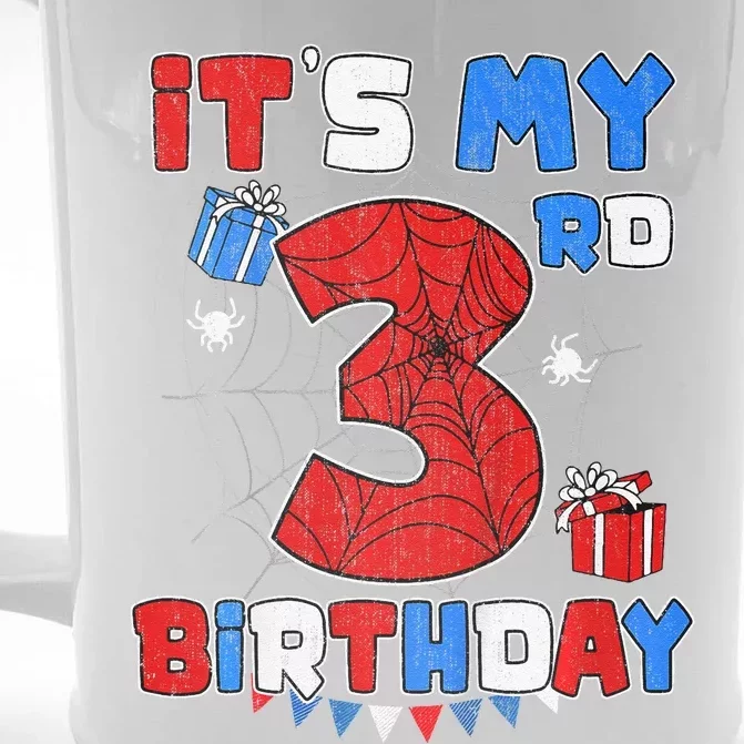 ItS My 3rd Birthday Spider Theme Party 3 Year Old Front & Back Beer Stein