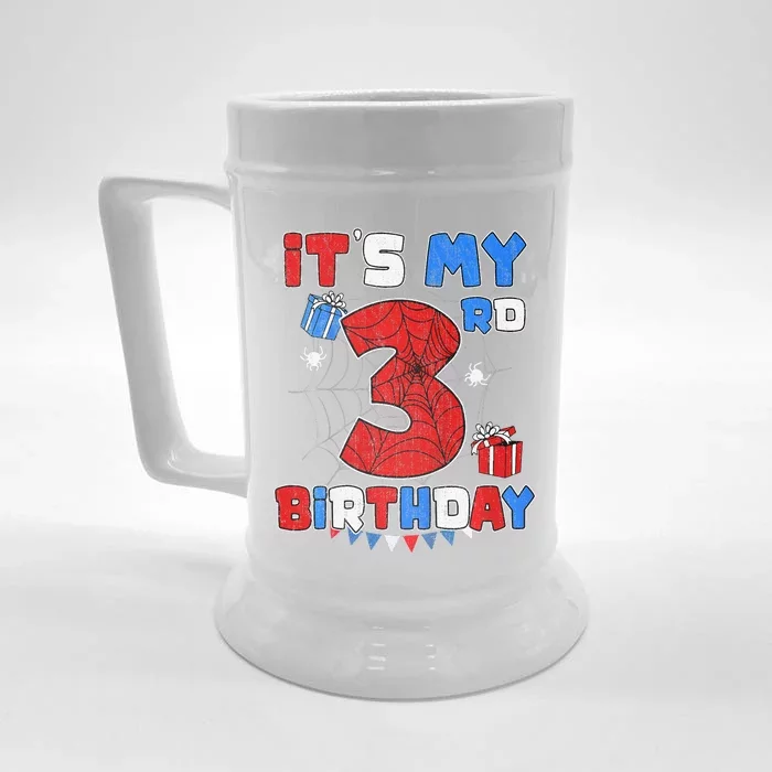 ItS My 3rd Birthday Spider Theme Party 3 Year Old Front & Back Beer Stein