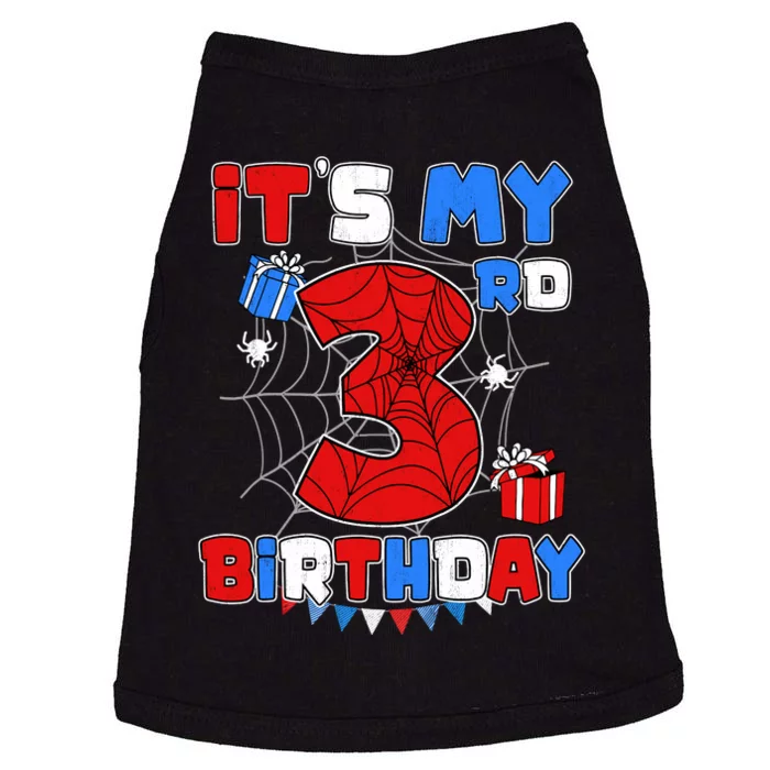 ItS My 3rd Birthday Spider Theme Party 3 Year Old Boy Doggie Tank