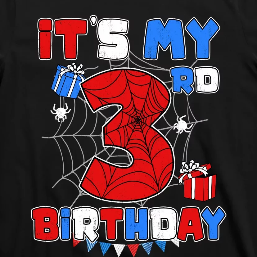 ItS My 3rd Birthday Spider Theme Party 3 Year Old Boy T-Shirt