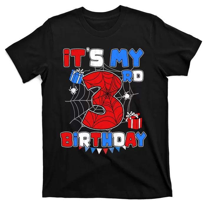 ItS My 3rd Birthday Spider Theme Party 3 Year Old Boy T-Shirt