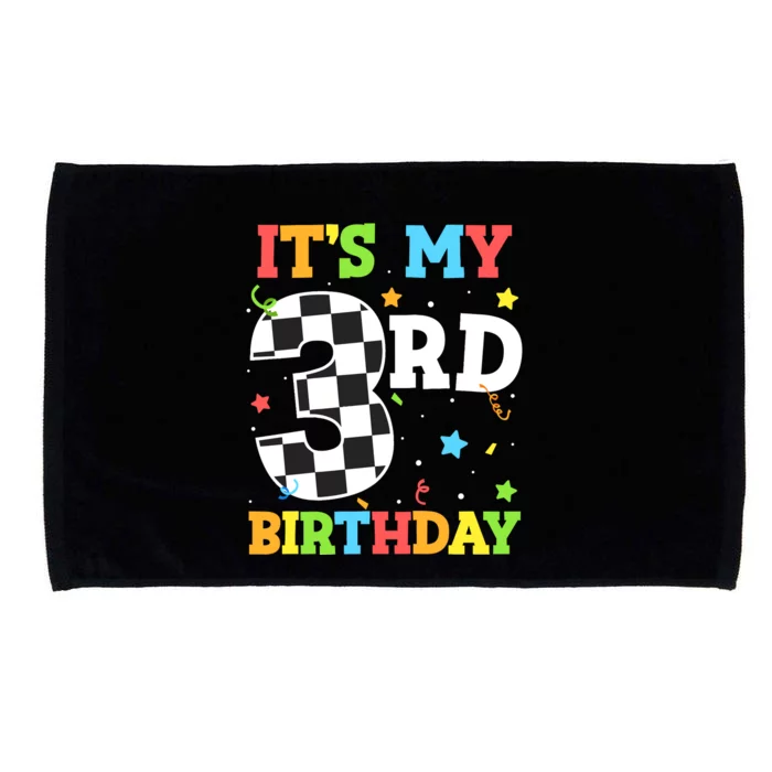 ItS My 3rd Birthday Boy 3 Two Racing Car Flag Race Car Microfiber Hand Towel