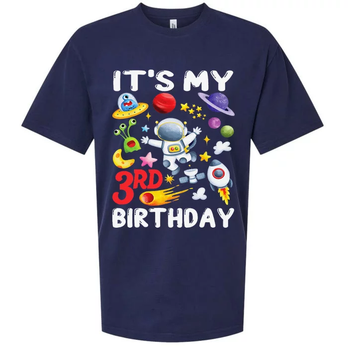 Its My 3rd Birthday Astronaut Space Bday Party Sueded Cloud Jersey T-Shirt