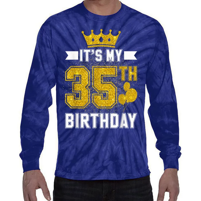 It's My 35th Birthday Party Bday 35 Years Old  And Woman Tie-Dye Long Sleeve Shirt