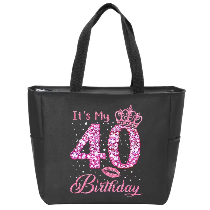 Its My 40th Birthday Queen 40 Years Old Shoes Crown Diamond Zip Tote Bag