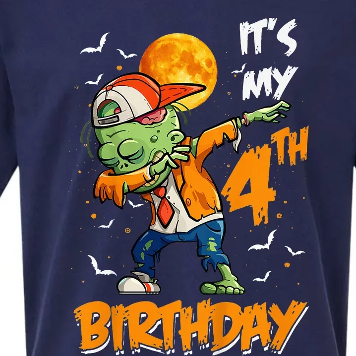 Its My 4th Birthday Dabbing Zombie Halloween Costume Sueded Cloud Jersey T-Shirt