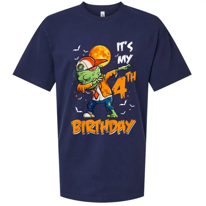 Its My 4th Birthday Dabbing Zombie Halloween Costume Sueded Cloud Jersey T-Shirt