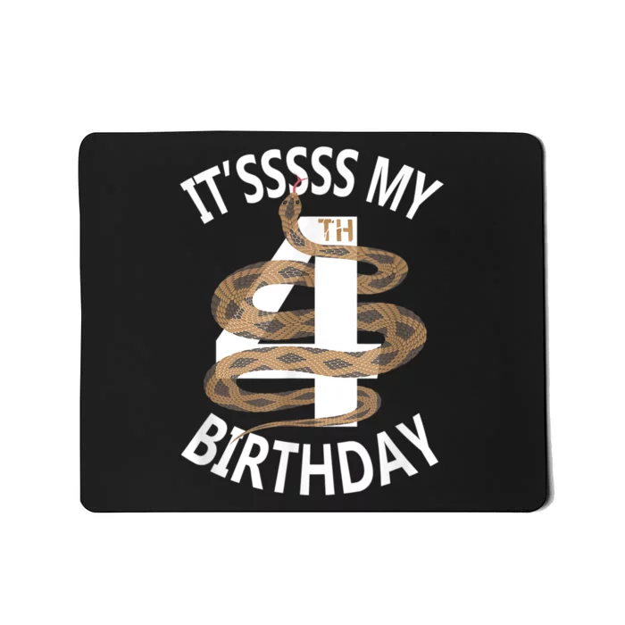 Its My 4th Birthday 4 Years Old Snake Boy And Girl Party Mousepad