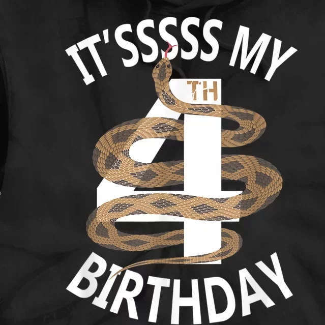 Its My 4th Birthday 4 Years Old Snake Boy And Girl Party Tie Dye Hoodie