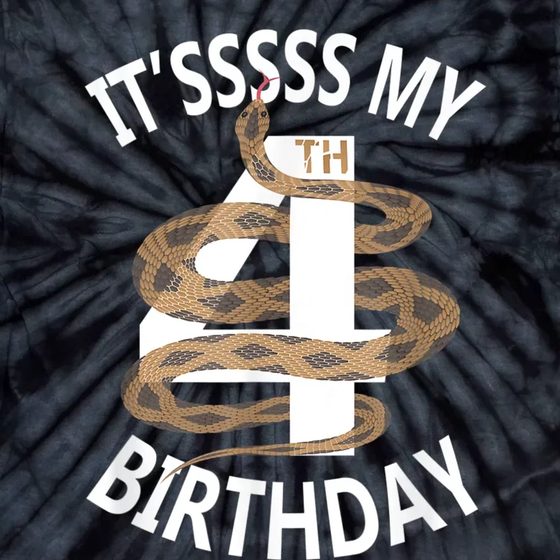 Its My 4th Birthday 4 Years Old Snake Boy And Girl Party Tie-Dye T-Shirt