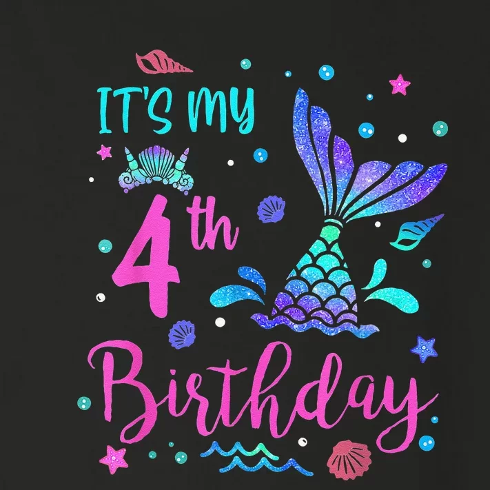 Its My 4th Birthday Mermaid Theme Party 4 Yrs Old Toddler Long Sleeve Shirt