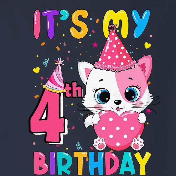 Its My 4th Birthday Funny Cat Birthday 4 Year Old Toddler Long Sleeve Shirt