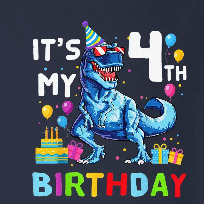 Its My 4th Birthday Happy 4 Year TRex Toddler Long Sleeve Shirt