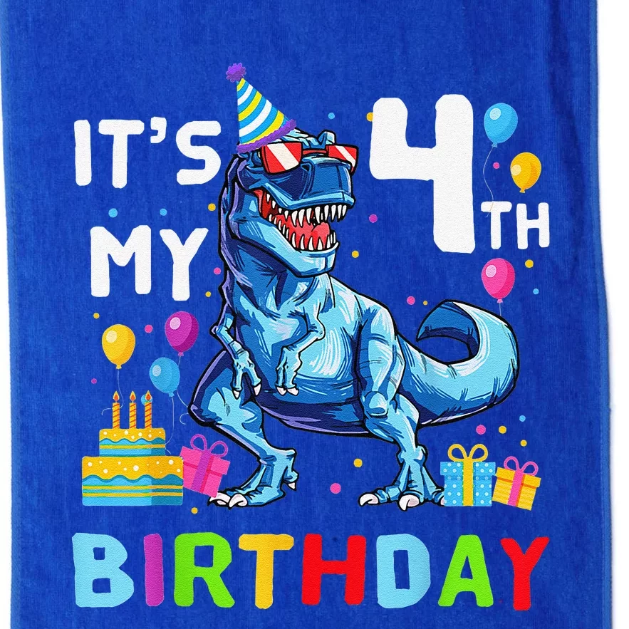 Its My 4th Birthday Happy 4 Year TRex Platinum Collection Golf Towel