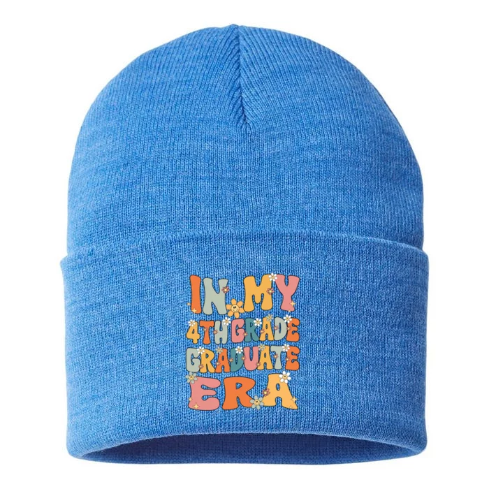 In My 4th Grade Graduate Era Groovy Last Day Of Fourth Grade Cute Gift Sustainable Knit Beanie