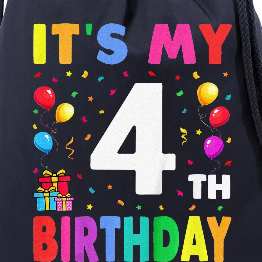 ItS My 4th Birthday 4 Four Happy Birthday Drawstring Bag