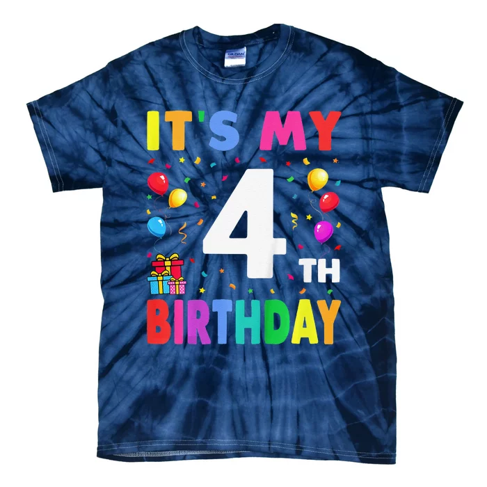 ItS My 4th Birthday 4 Four Happy Birthday Tie-Dye T-Shirt