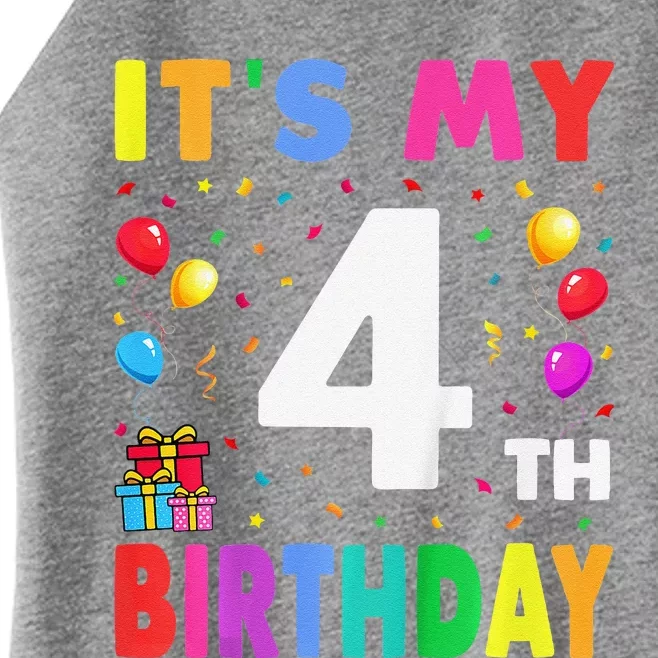 ItS My 4th Birthday 4 Four Happy Birthday Women’s Perfect Tri Rocker Tank