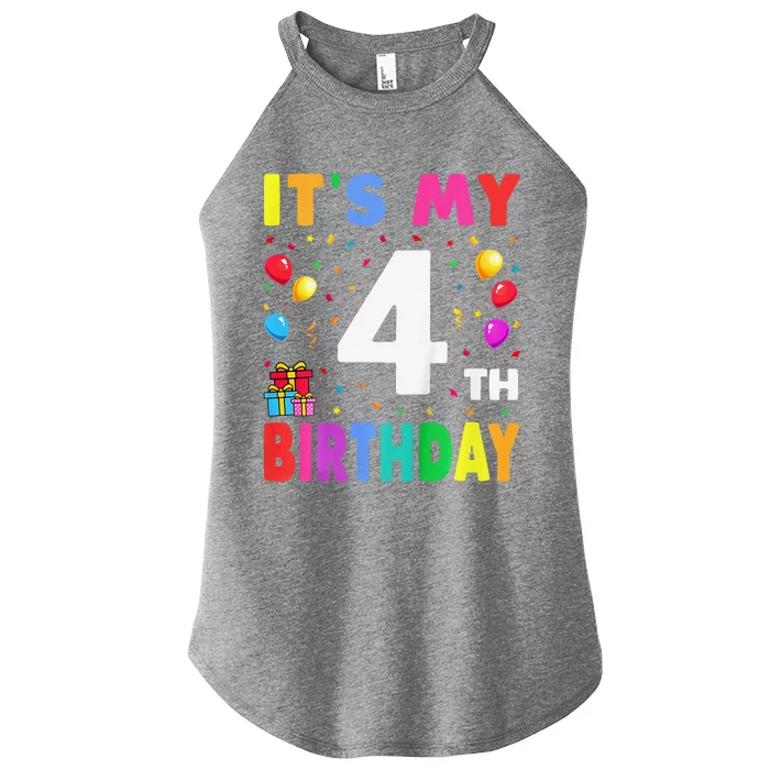 ItS My 4th Birthday 4 Four Happy Birthday Women’s Perfect Tri Rocker Tank