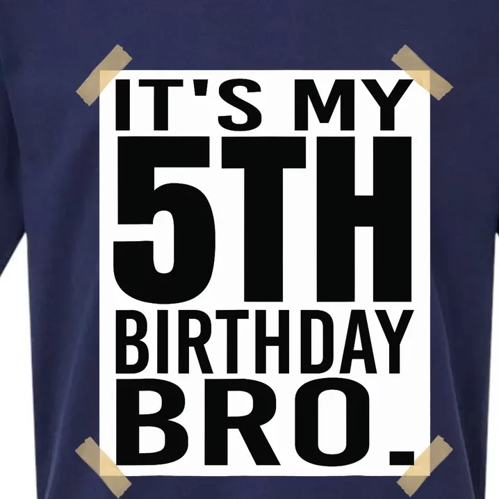 It's My 5nd Birthday Bro Fifth Birthday Party Boys Girls Sueded Cloud Jersey T-Shirt