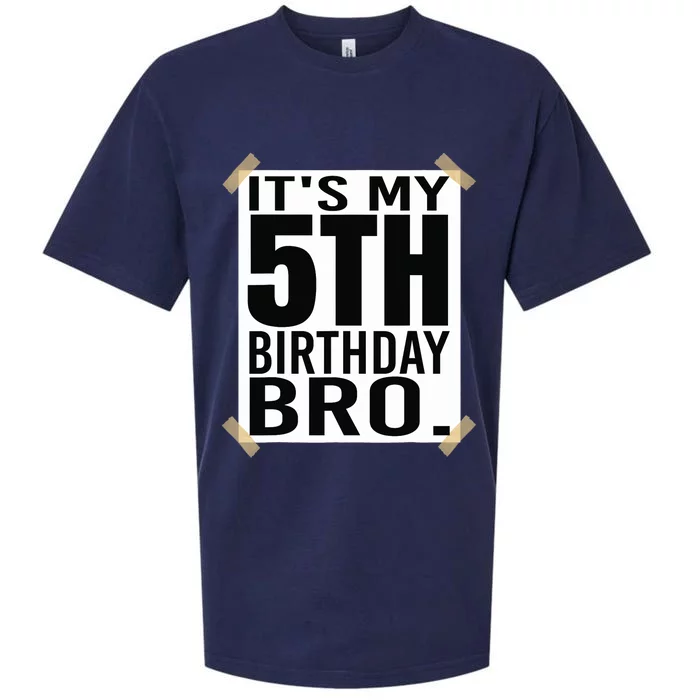 It's My 5nd Birthday Bro Fifth Birthday Party Boys Girls Sueded Cloud Jersey T-Shirt