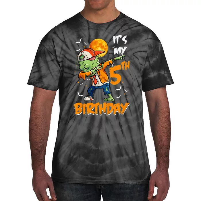 Its My 5th Birthday Dabbing Zombie Halloween Costume Tie-Dye T-Shirt