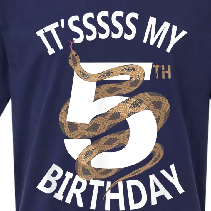 Its My 5th Birthday 5 Years Old Snake Boy And Girl Party Sueded Cloud Jersey T-Shirt