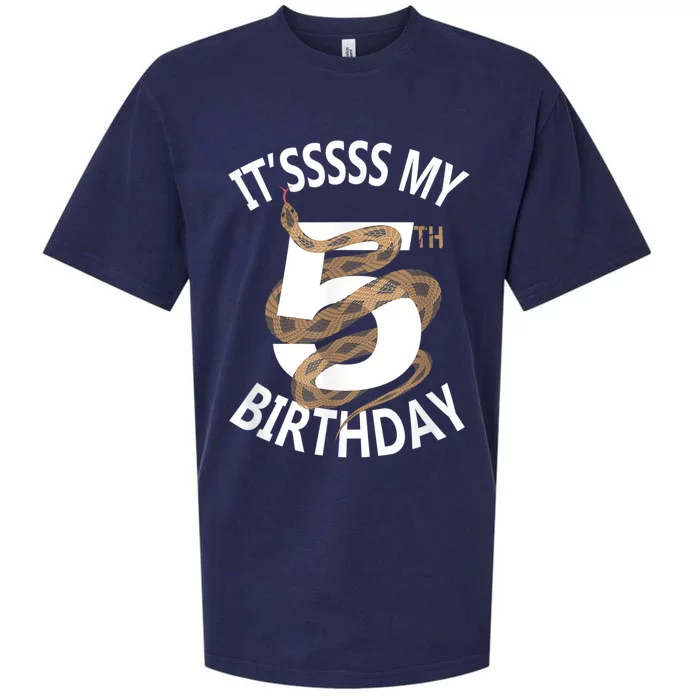 Its My 5th Birthday 5 Years Old Snake Boy And Girl Party Sueded Cloud Jersey T-Shirt