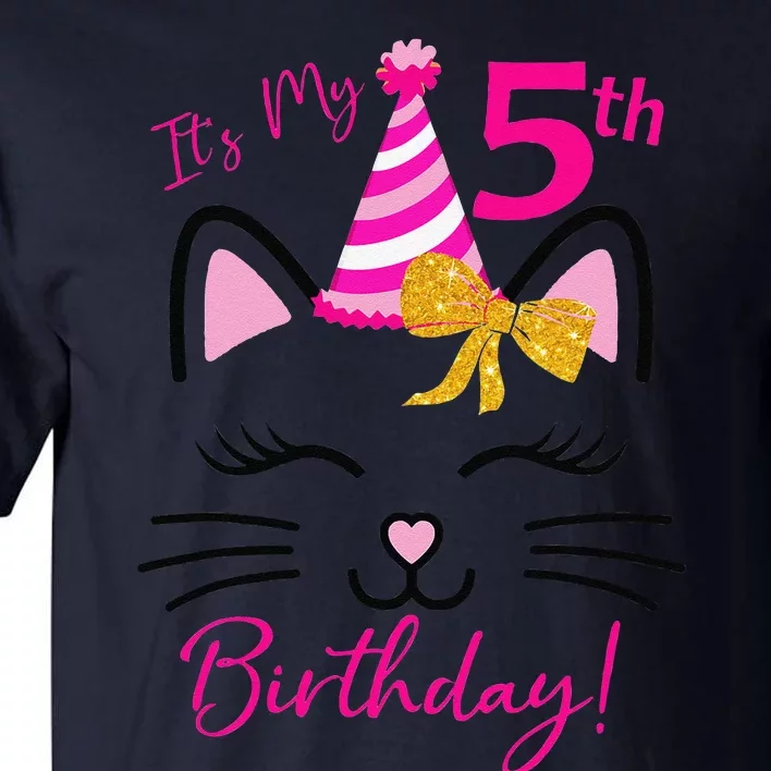 Its My 5th Birthday Funny Cat Birthday 5 Year Old Tall T-Shirt