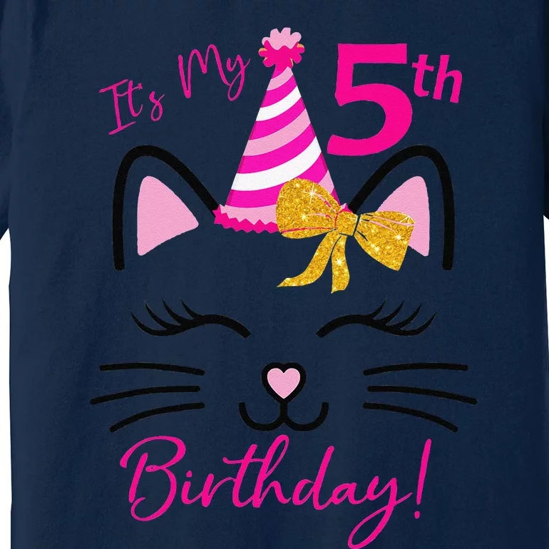 Its My 5th Birthday Funny Cat Birthday 5 Year Old Premium T-Shirt