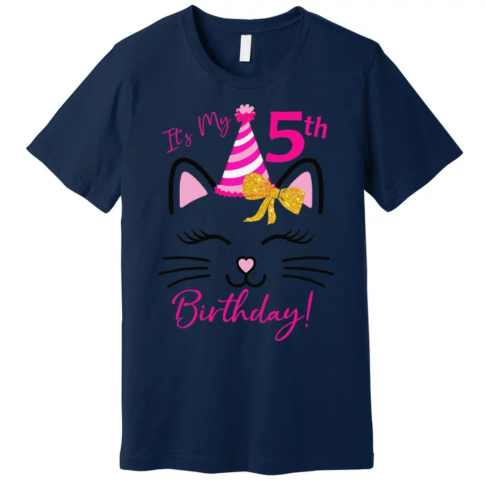 Its My 5th Birthday Funny Cat Birthday 5 Year Old Premium T-Shirt