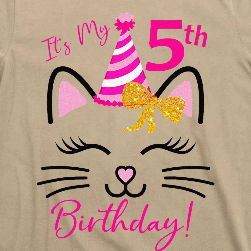 Its My 5th Birthday Funny Cat Birthday 5 Year Old T-Shirt