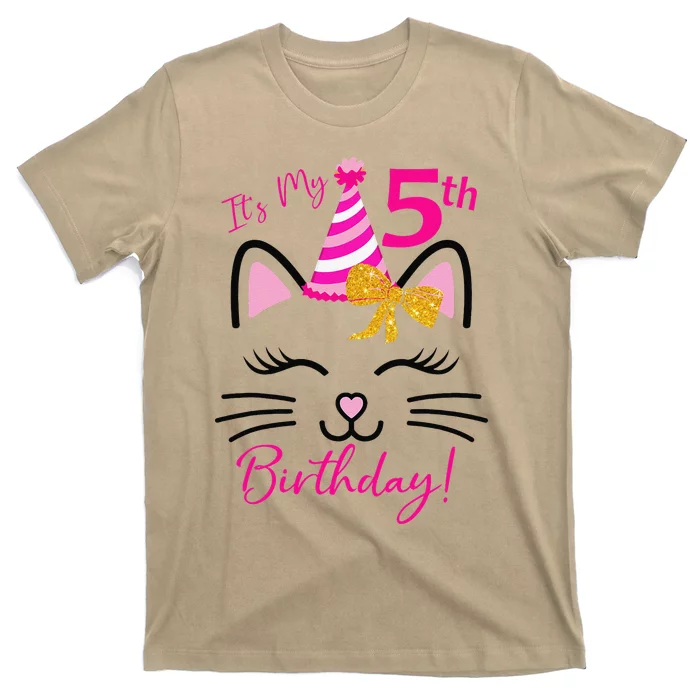 Its My 5th Birthday Funny Cat Birthday 5 Year Old T-Shirt