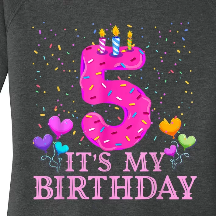 It's My 5th Birthday Sweet donut Happy 5 Year Old Women's Perfect Tri Tunic Long Sleeve Shirt